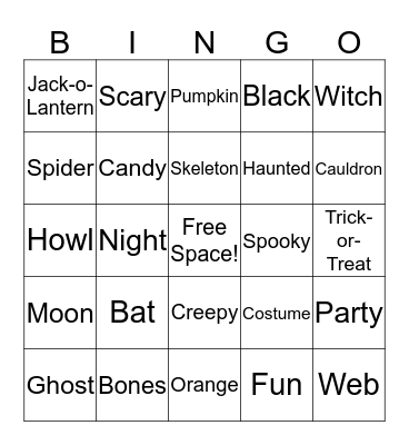 Halloween Bingo Card