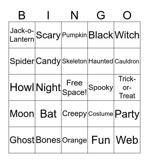 Halloween Bingo Card