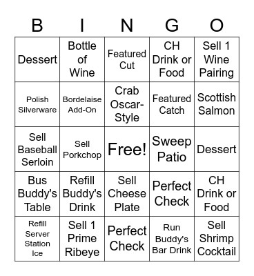 Server Bingo Card