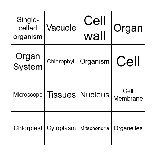 CELLS BINGO Card