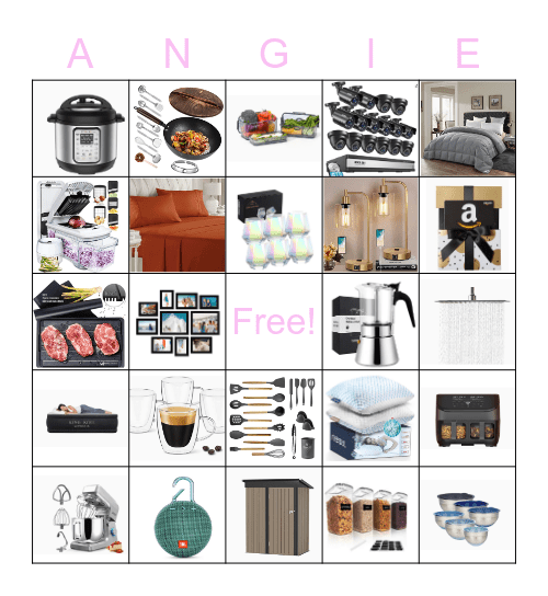 Angie's Bridal Registry Bingo Card