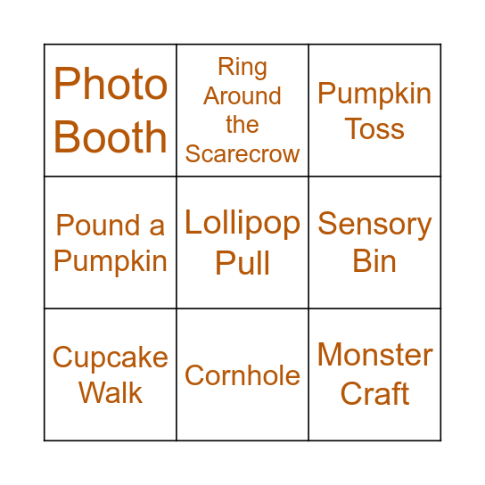 NAMC Fall Fest 2022 Bingo Card