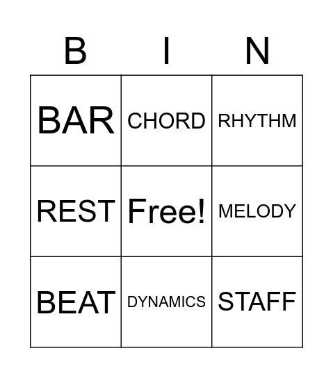 INTERRELATED DIMENSIONS OF MUSIC Bingo Card