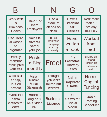 Business Bingo Card