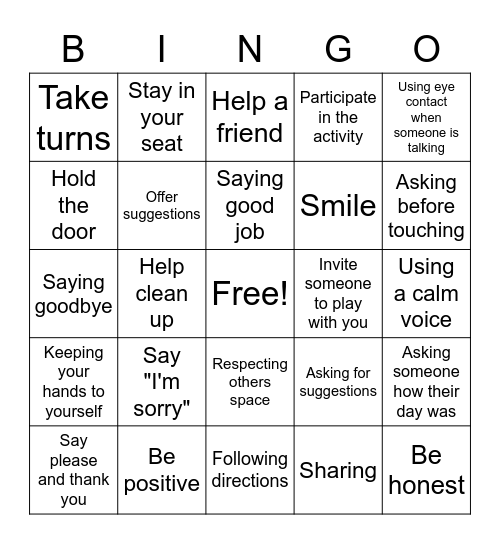 Group rules bingo Card