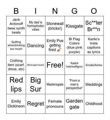 Gaylor Midnights Bingo Card