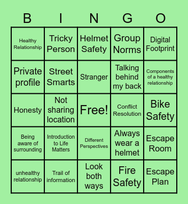 SAFETY CONTENT REVIEW Bingo Card