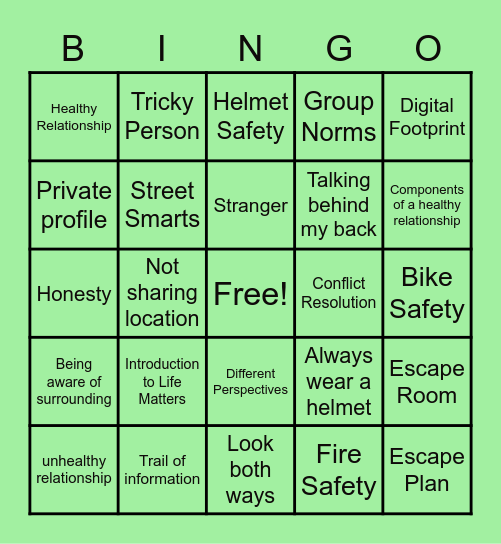 SAFETY CONTENT REVIEW Bingo Card