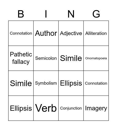 Language Methods Bingo Card