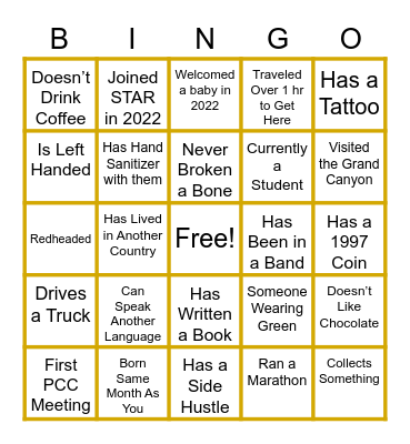 PCC BINGO Card