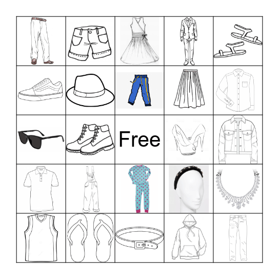 Clothes Bingo Card
