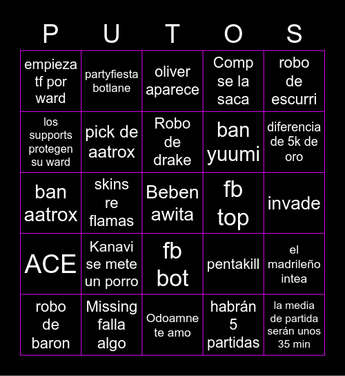 Rogue vs GdG Bingo Card