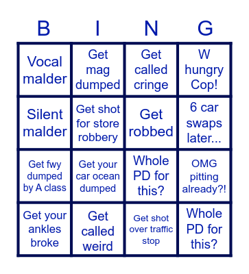 Cops & Robbers BINGO! Bingo Card