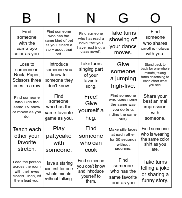 Interactive Human Bingo Card
