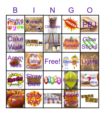 Fall Party Bingo Card