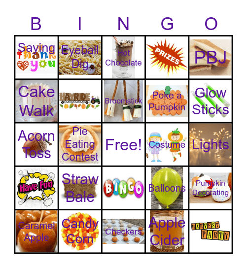 Fall Party Bingo Card