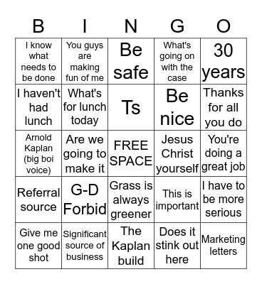 AK Bingo! Bingo Card