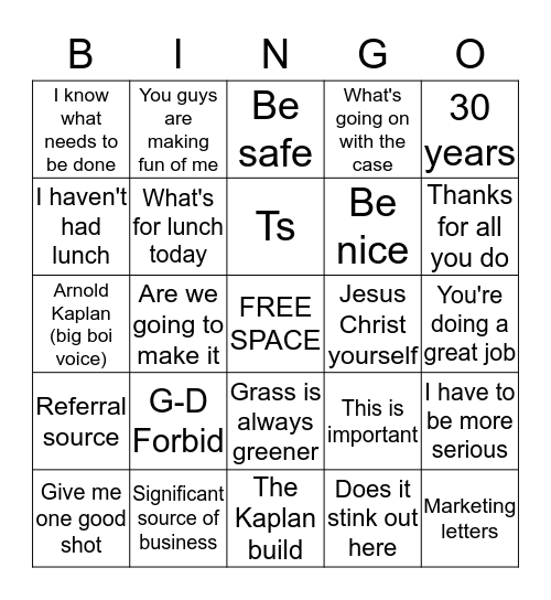 AK Bingo! Bingo Card