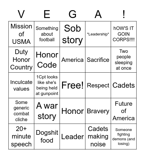 Table 'Nice C' Nininger Dinner Bingo Card