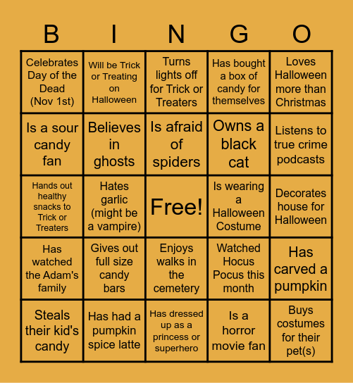 Halloween Bingo Card