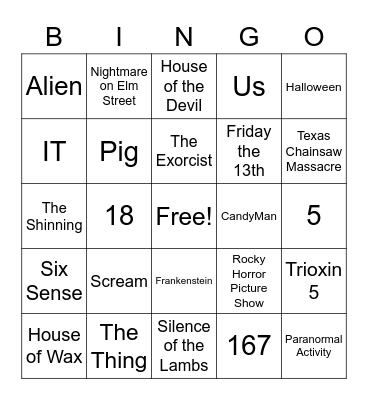 Halloween Bingo Card