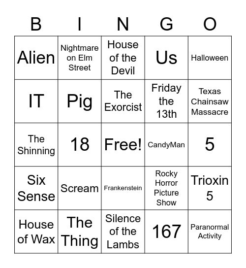 Halloween Bingo Card