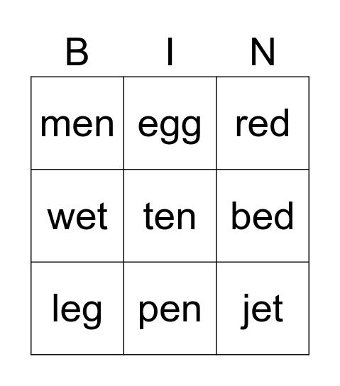 ed/eg/en/et Bingo Card