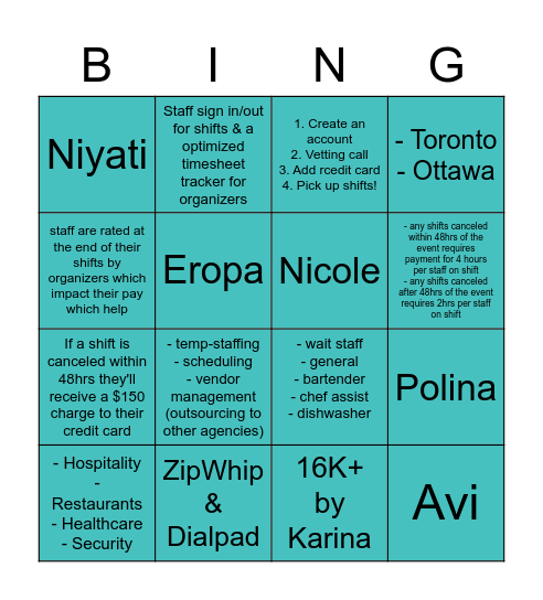 Hyre Bingo Answers Bingo Card