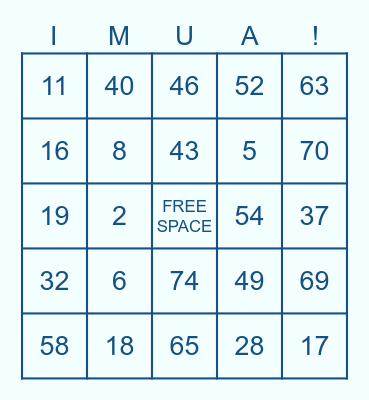 I MUA BINGO Card