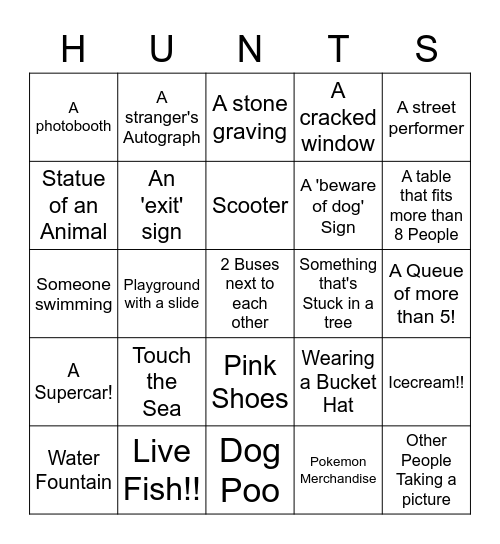 Hunt Bingo Card