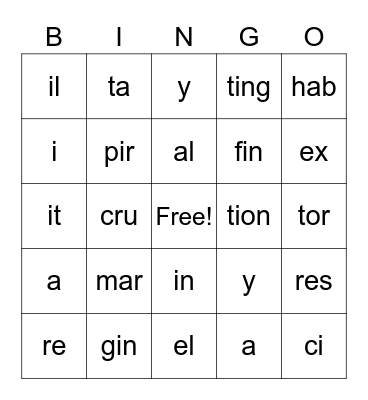 Amazing Animals 2 Bingo Card