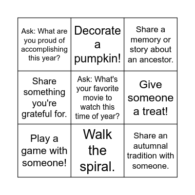 Samhain Bingo Card