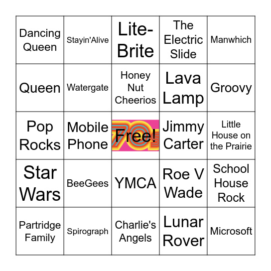 1970s - BINGO Card