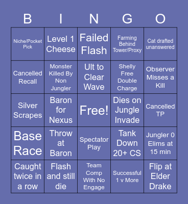Worlds Knock-out Bingo Card