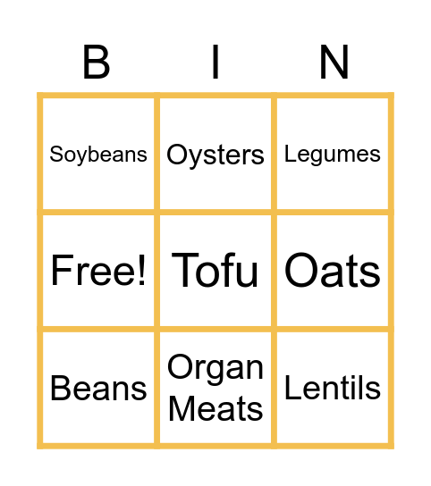 Iron Bingo Card