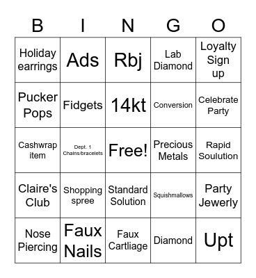 3406 Bingo Stars Bingo Card