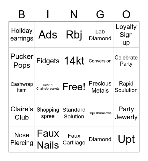 3406 Bingo Stars Bingo Card