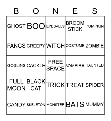 HAPPY HALLOWEEN Bingo Card