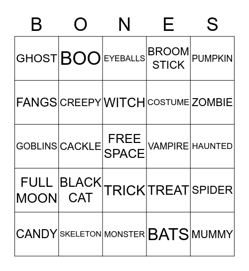 HAPPY HALLOWEEN Bingo Card
