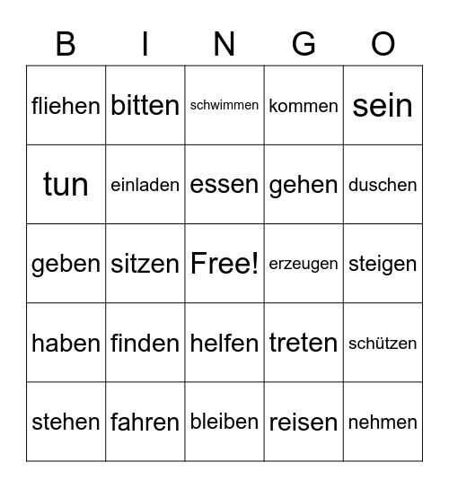 Imperfekt/Perfekt? Bingo Card