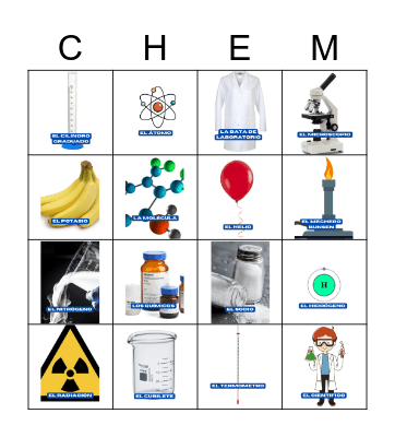 Spanish Chemistry Bingo Card