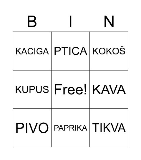 Bingo Card