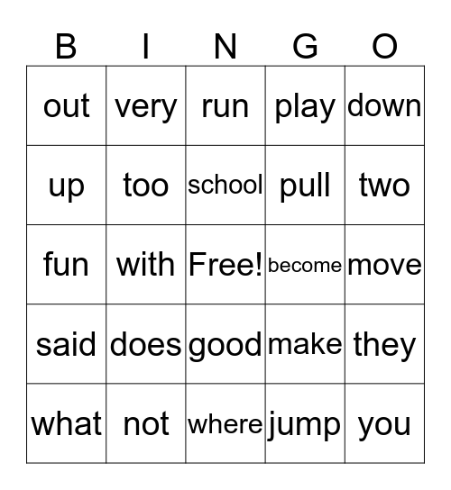 First Grade Wonders Unit 1 Words Bingo Card
