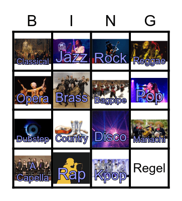 Musical Genre Checklist! Bingo Card