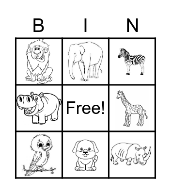 Animals Bingo Card