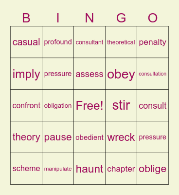 test Bingo Card