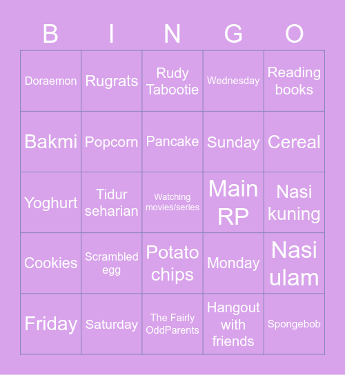 Maddie's Bingo Card