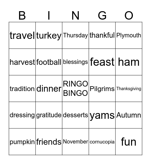 Thanksgiving In Midland, Texas Bingo Card