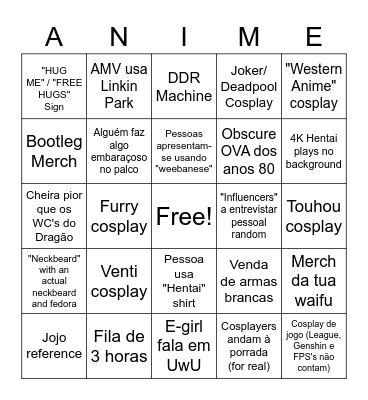 Iberanime 2022 Bingo Card