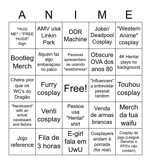 Iberanime 2022 Bingo Card